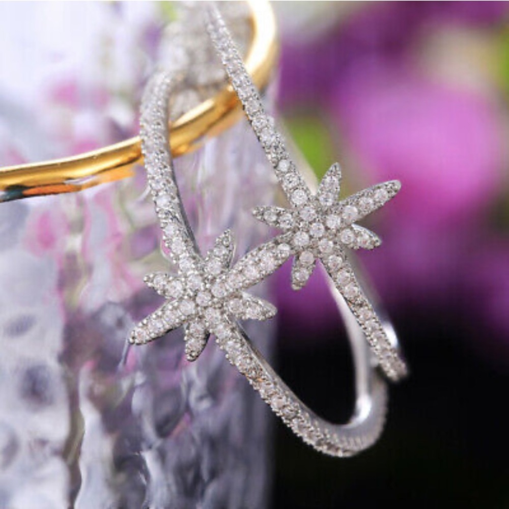 NWT LUXURY STERLING SILVER STAR EARRINGS - Picture 2 of 7